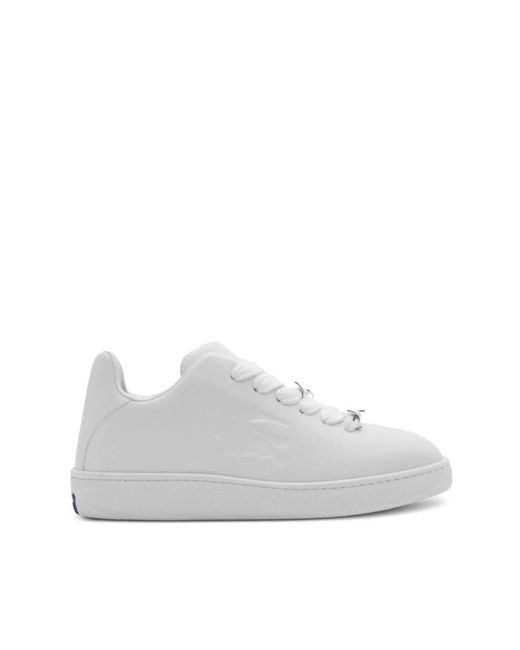 Burberry White Plaque-embellished Leather Low-top Trainers for men