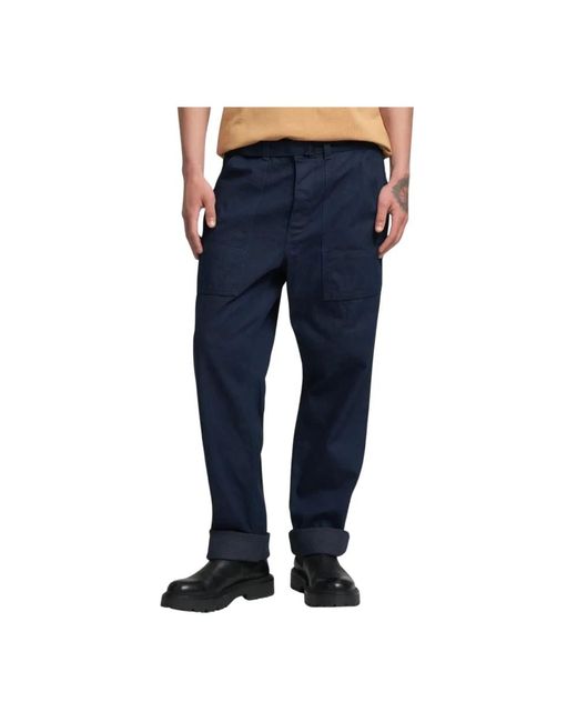 Replay Blue Straight Trousers for men