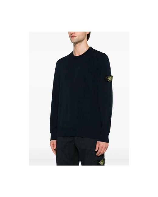 Stone Island Blue Round-Neck Knitwear for men