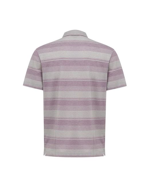 Canali Tops ,Veelkleurig ,Katoen Gestreept Poloshirt Korte Mouw in het Purple voor heren