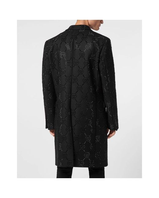 Philipp Plein Wollen Jas Monogram in het Black voor heren