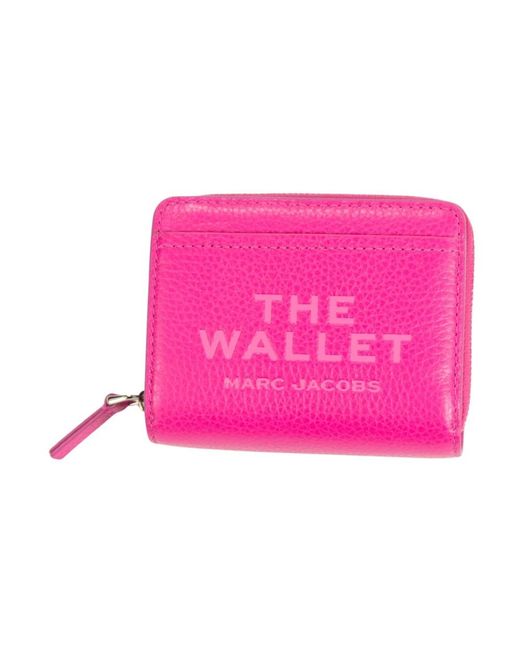 Marc Jacobs The Leather Mini Compact Wallet in het Pink