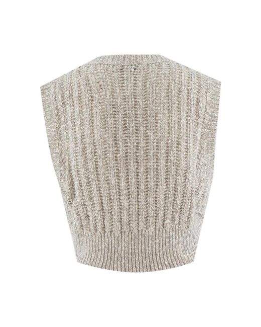 Brunello Cucinelli Gray Round-Neck Knitwear