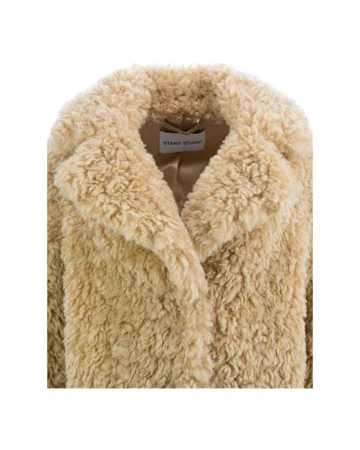Stand Studio Bruine Faux-Fur Stand Jas in het Natural