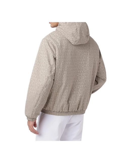 ARMANI EXCHANGE Jassen ,Leer Hooded Jacket With Allover Logo in het Gray voor heren