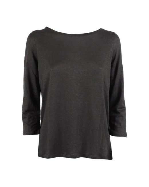 Majestic Filatures Black Round-Neck Knitwear
