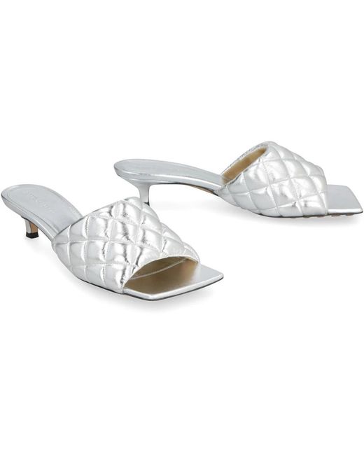 Bottega Veneta White Heeled Mules