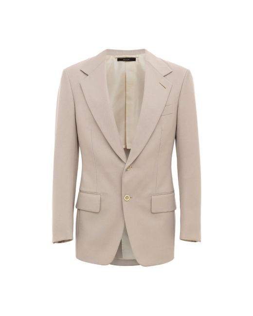 Tom Ford Jassen ,Wol Single-Breasted Jasje in het Natural voor heren