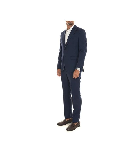 Paoloni Blue Single Breasted Suits for men
