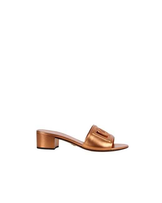 Dolce & Gabbana Brown Heeled Mules