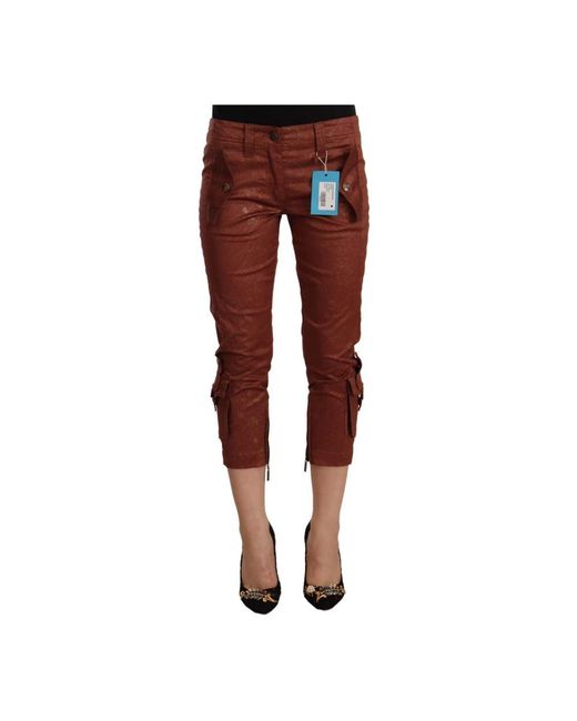 Just Cavalli Red Cropped Trousers