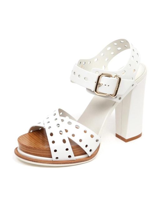 Tod's White High Heel Sandals