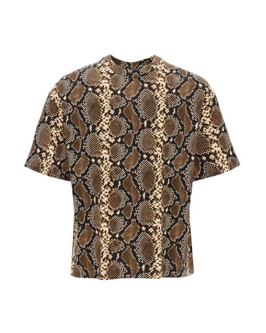 Jil Sander Brown Python gemustertes crewneck t-shirt
