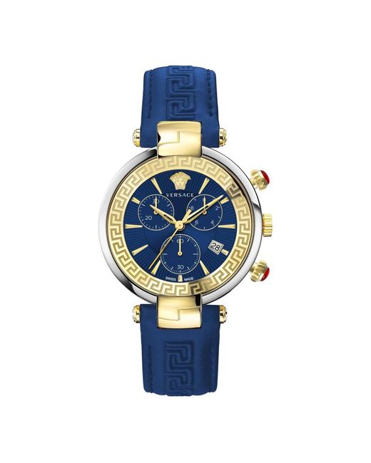 Cronografo in pelle blu di Versace in Blue