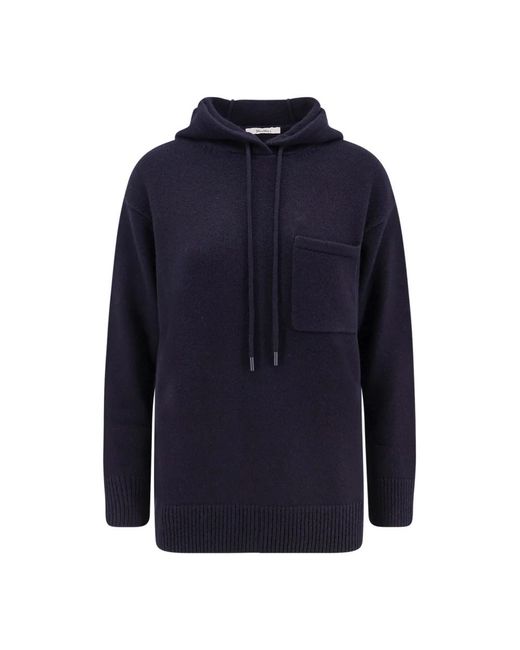 Max Mara Hoodies & Sweatvesten ,Blauw ,Wol Liana Hooded Sweatshirt in het Blue