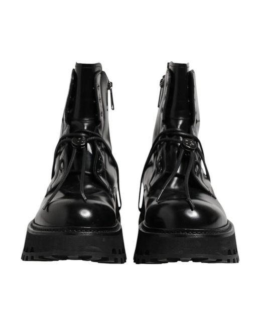 Dolce & Gabbana Black Lace-Up Boots for men