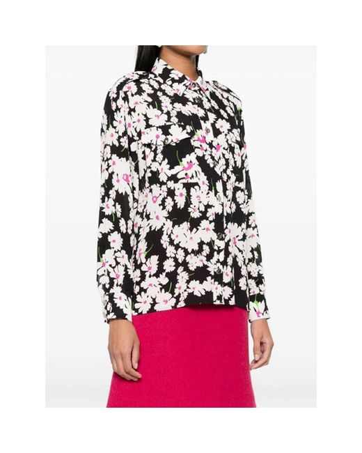 MSGM Overhemden ,Veelkleurig ,Bloes Met Bloemenprint En Knopen in het Black