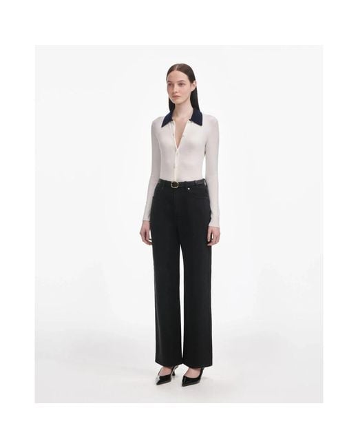 Self-Portrait Black Straight Jeans