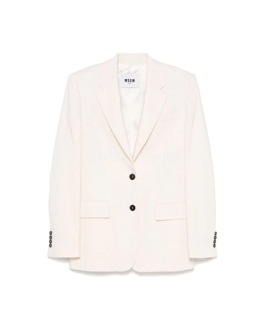 MSGM White Weiße Jacke Mit Knopfleiste Und Taschen