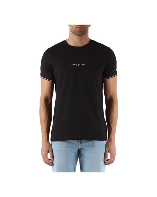 Tommy Hilfiger Slim fit baumwolle logo t-shirt in Black für Herren