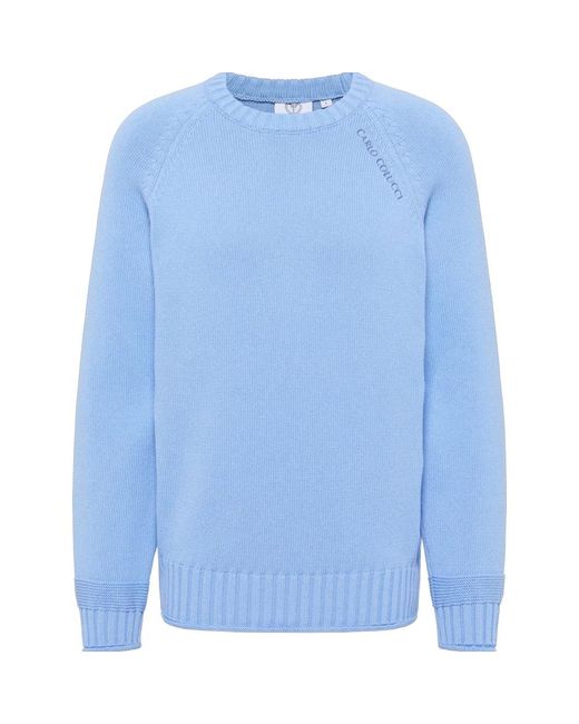 carlo colucci Round-Neck Knitwear in het Blue voor heren