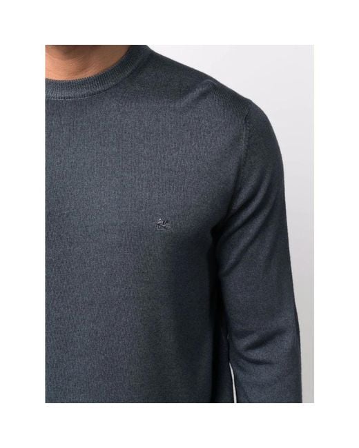 Etro Blue Round-Neck Knitwear for men