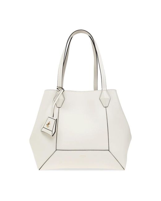 Jimmy Choo Diamond Medium Shopper Tas in het White