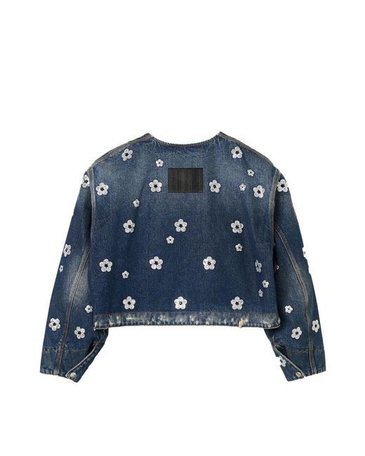 Marc Jacobs Sequin Daisy Cropped Jas in het Blue