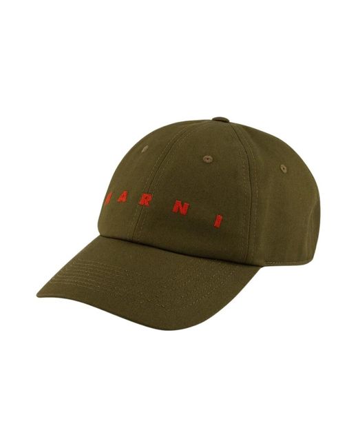 Marni Cotton Logo Baseball Cap in Green für Herren