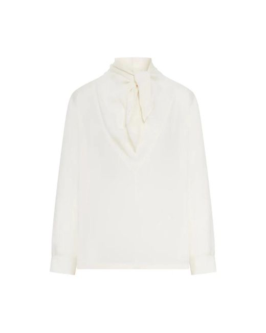 Max Mara Overhemden ,Wit ,Mxmbadia Zijden Charmeuse Blouse in het White