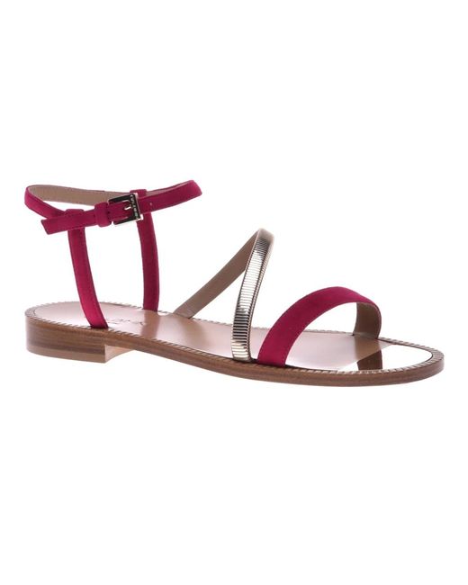 Sandal in fuchsia suede Baldinini de color Pink