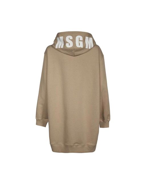 MSGM Hoodies & Sweatvesten ,Katoen Katoenen Hoodie Met Geribbelde Manchetten in het Natural