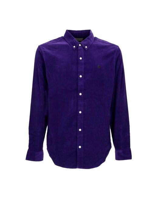 Carhartt Shirt Met Lange Mouwen L/Madison Fijn Koord Overhemd Tyrian/Zwart in het Blue voor heren