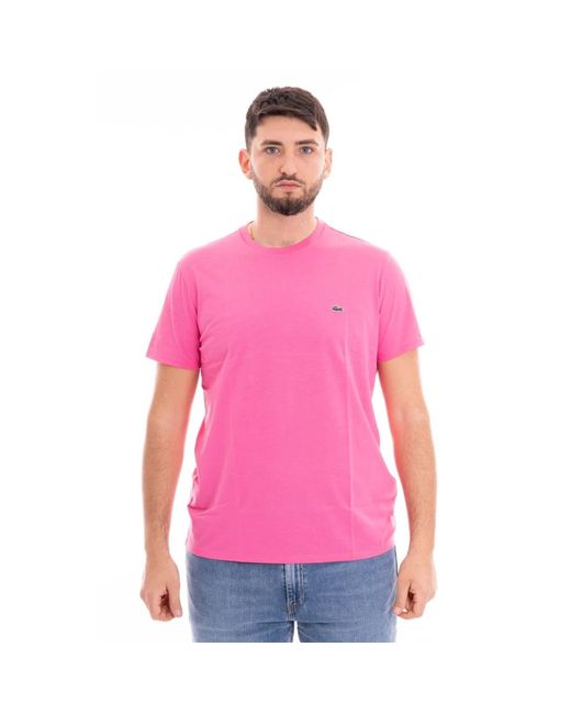 Lacoste Pima baumwoll t-shirt in Pink für Herren