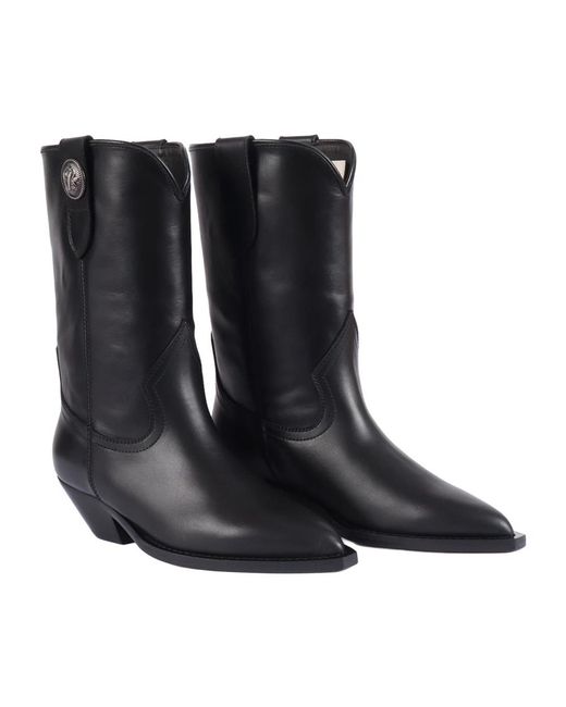 Via Roma 15 Black Cowboy & Biker Boots