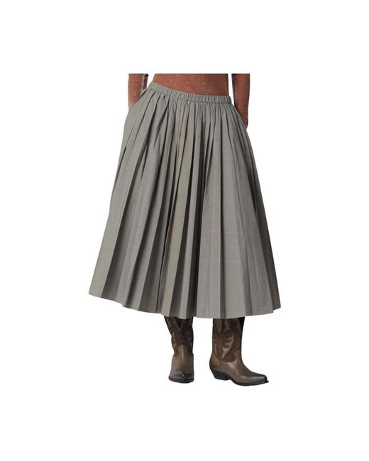 6397 Geplooide Rok Met Elastische Taille in het Gray