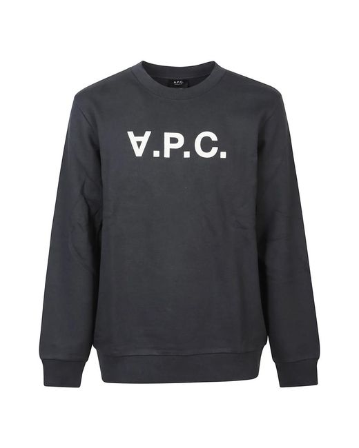 A.P.C. Hoodies & Sweatvesten ,Zwart ,Katoen Logo Sweatshirt in het Blue voor heren