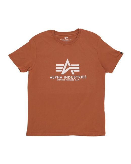 Alpha Industries Tops ,Bruin ,Katoen Bruine Crew Neck Tee Shirt in het Brown voor heren