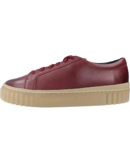 Clarks Schoenen ,Rood ,Leren Walk Sneakers in het Red