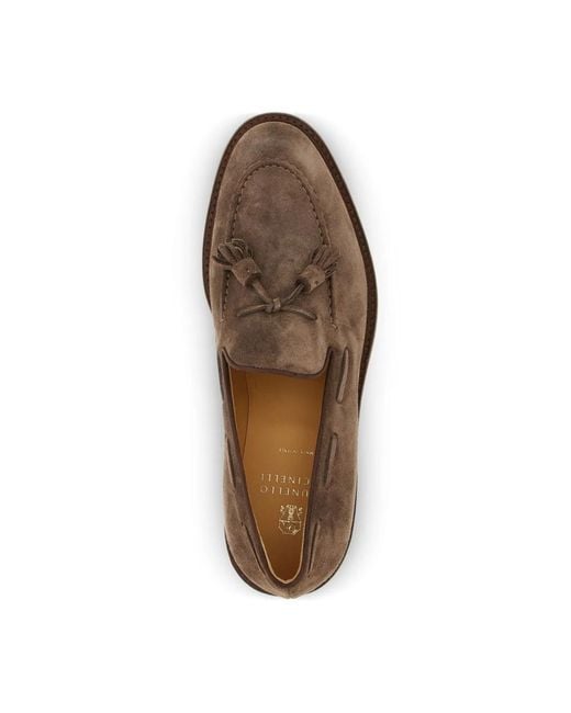 Brunello Cucinelli Tassel Loafer Suède Leren Zool in het Brown voor heren