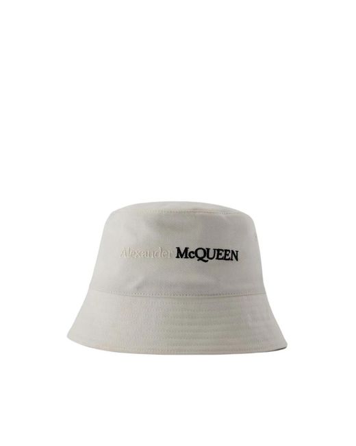 Alexander McQueen Klassische logo bic kappe baumwolle weiß in Gray für Herren