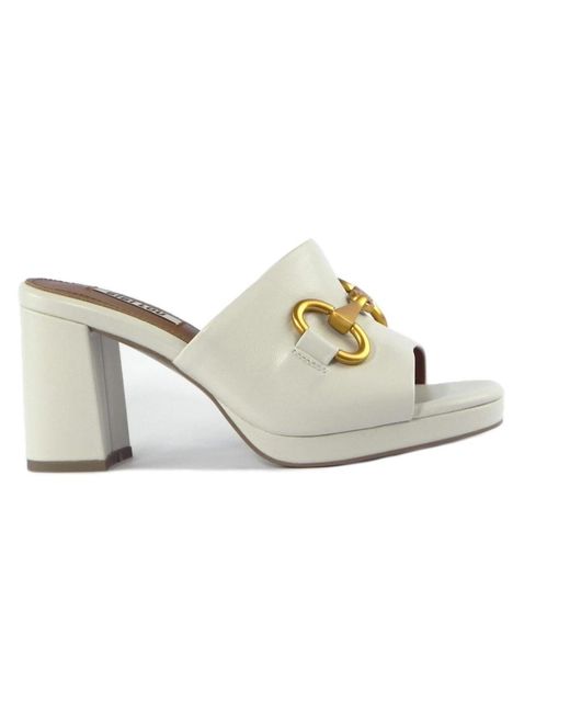 Bibi Lou White Heeled Mules
