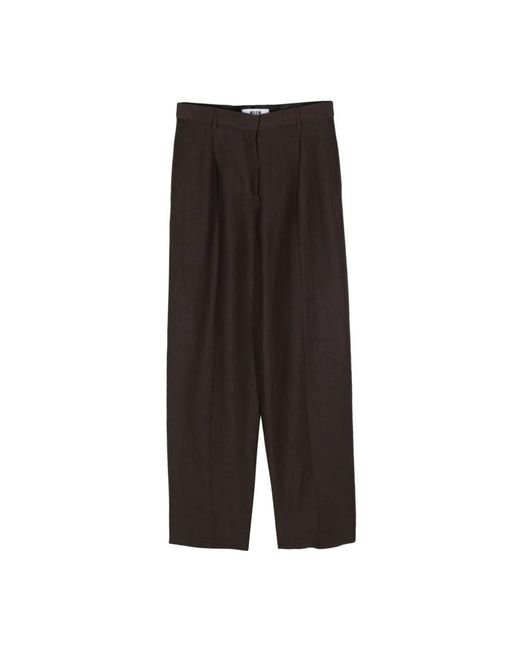 Pantalones de lino marrón oscuro MSGM de color Black