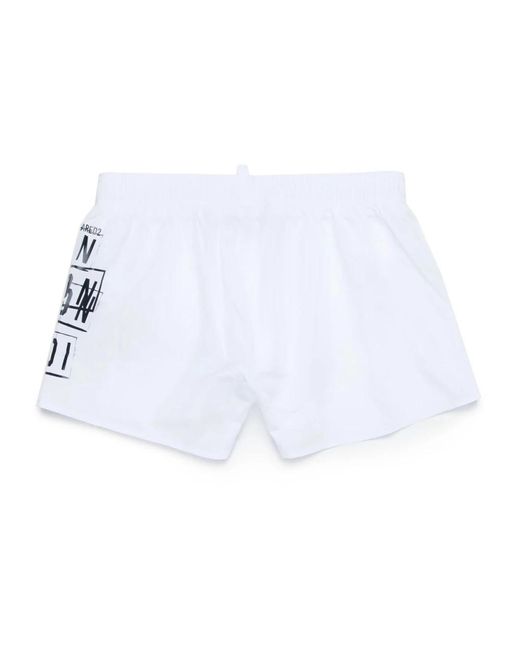 DSquared² Weiße logo print sea shorts in White für Herren