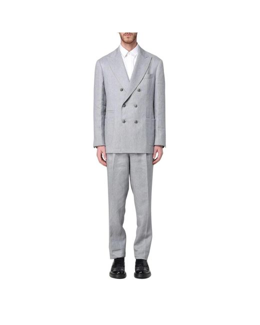 Brunello Cucinelli Double Breasted Suits in het Gray voor heren