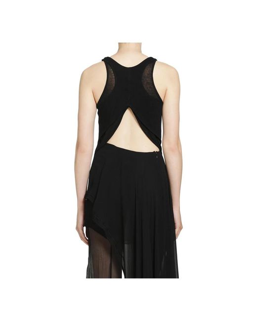 Yehuafan Black Sleeveless Tops