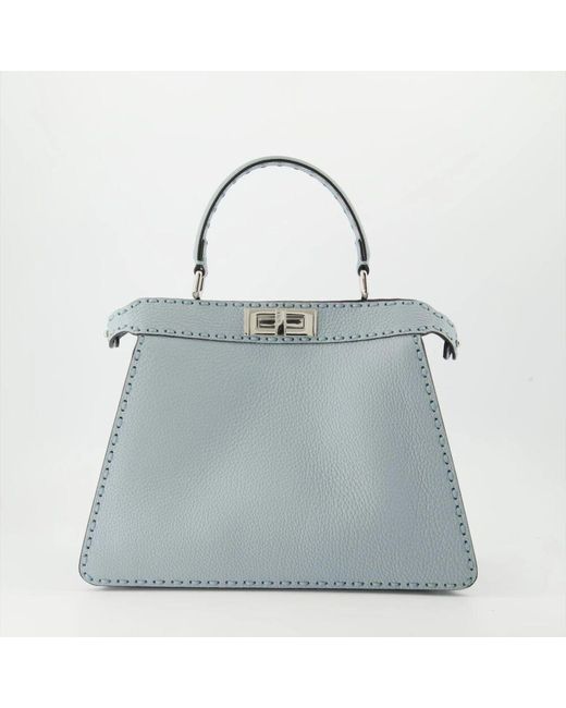 Fendi Blue Genarbte leder peekaboo iseeu tasche