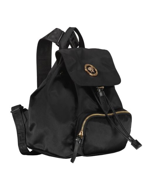 Versace Black Nylon-rucksack mit lederelementen