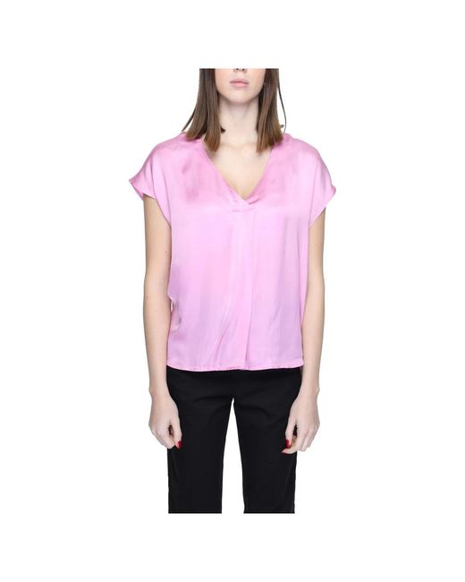 Rinascimento Overhemden ,Roze ,Roze V-Hals Blouse Lente/Zomer in het Purple