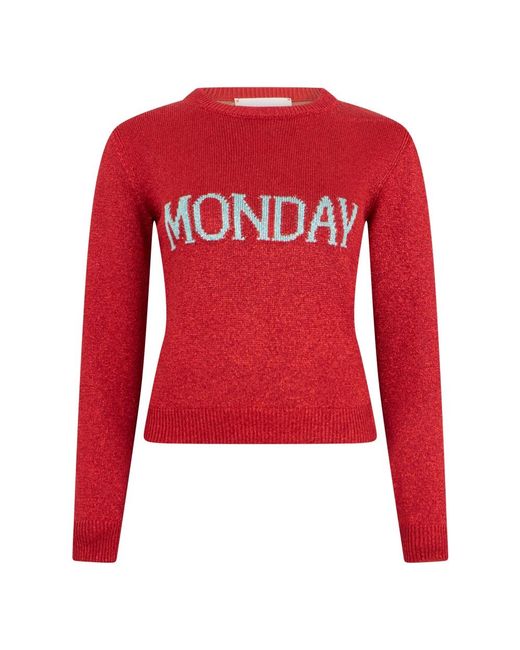 Alberta Ferretti Red Round-Neck Knitwear